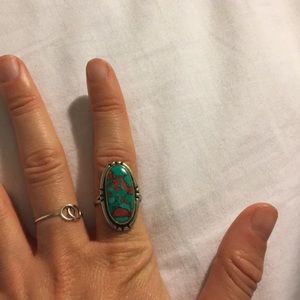 Turquoise and orange vintage inspired ring